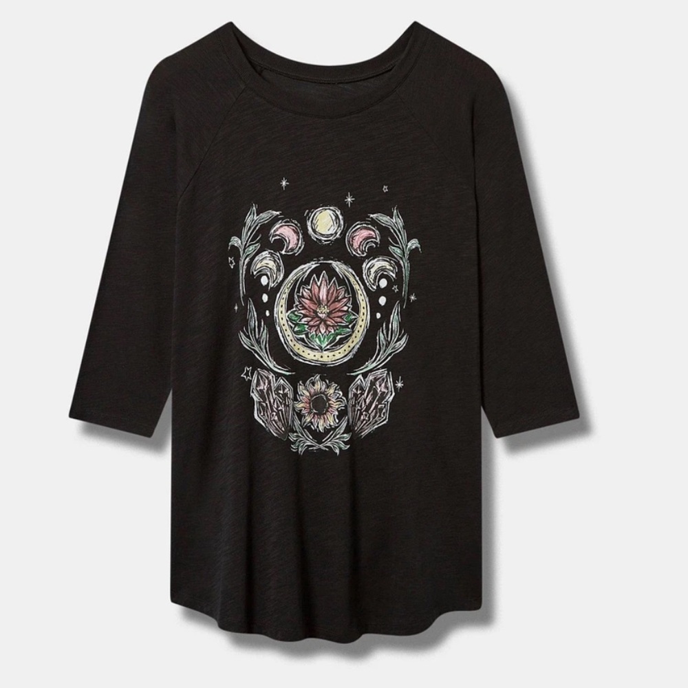 Torrid Light Classic Fit Super Soft Slub Crew Neck Raglan Tee Jersey Size 0 L 12